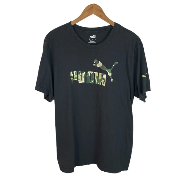 TS1015 Men’s Puma Way 1 SE Military Camo Logo T Shirt XL - Picture 1 of 4